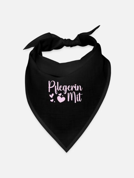 Pflegerin - Herz Symbol - Pflegefachfrau - DANKE - Bandana Dreieckstuch - Schwarz