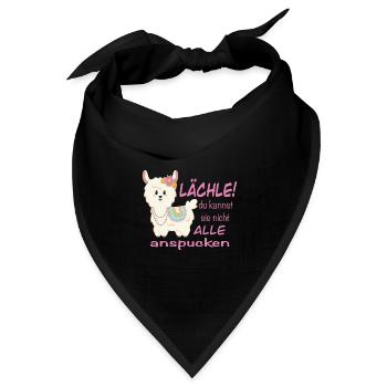 Lama Lächle! lustiger Spruch - Bandana Dreieckstuch - Schwarz - Vorne