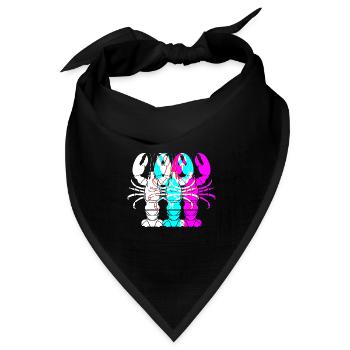 Languste Meeresfrüchte Lobster Hummer - Bandana Dreieckstuch - Schwarz - Vorne