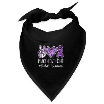 Peace Love Cure – Crohns Awareness IBD-Kämpfer - Bandana Dreieckstuch - Schwarz - Vorne
