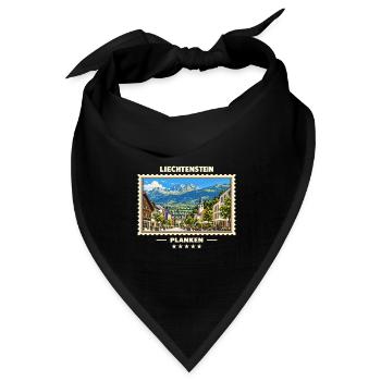 Liechtenstein Planken Vintage Reisemarke - Bandana Dreieckstuch - Schwarz - Vorne