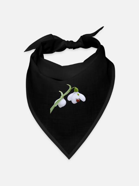 Schneeglöckchen-Marienkäferblüte - Bandana Dreieckstuch - Schwarz