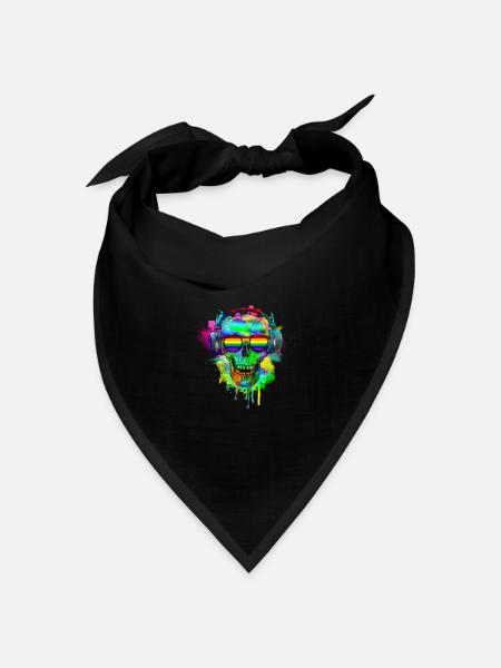 Gay Pride Shirt Totenkopf Skull - Bandana Dreieckstuch - Schwarz
