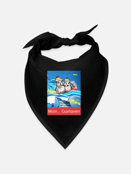 EG Cuxhaven I Stadt I Foto Zeichnung Gerecke - Bandana Dreieckstuch - Schwarz