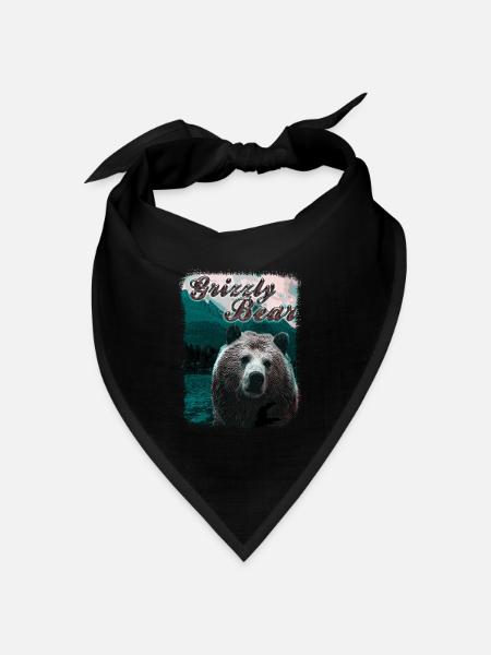 Grizzly Bär Natur und Tierliebhaber Gemälde - Bandana Dreieckstuch - Schwarz
