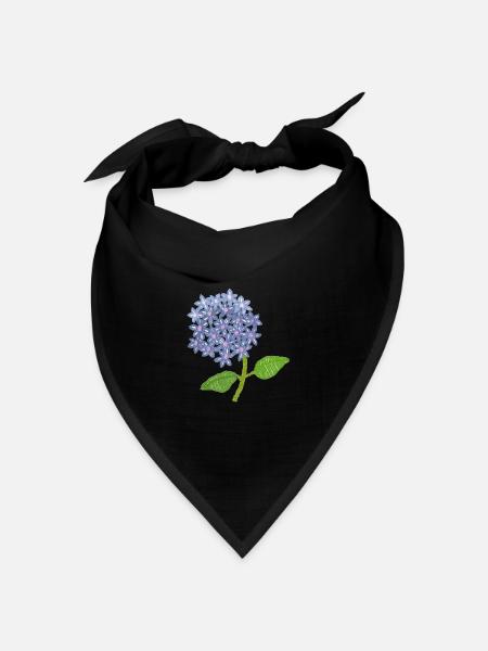 gestickte Hortensie - Bandana Dreieckstuch - Schwarz