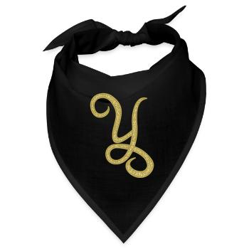 Alphabet Y - gold, letter, alphabet, monogram - Bandana Dreieckstuch - Schwarz - Vorne