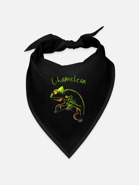 Vivid Chameleon Illustration für Naturfreunde - Bandana Dreieckstuch - Schwarz