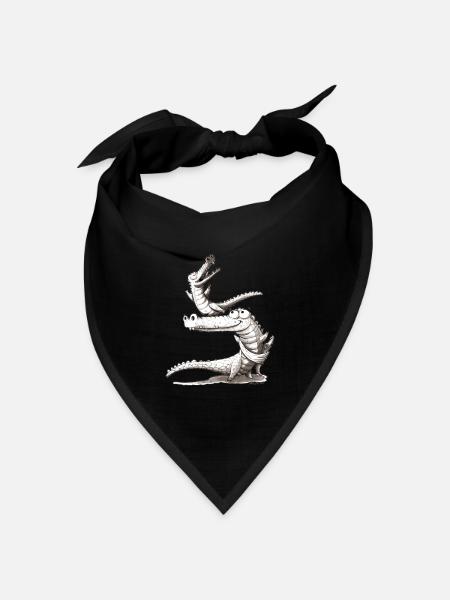 Krokodilfamilienillustration - Bandana Dreieckstuch - Schwarz
