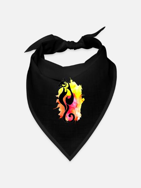 Aquarell Katze - Bandana Dreieckstuch - Schwarz