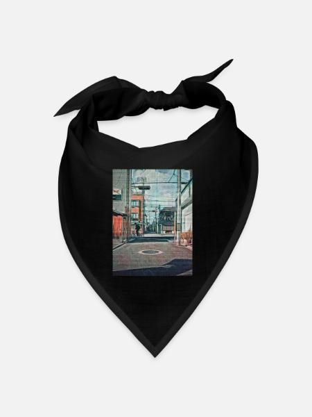 Vintage 90er Jahre Japan Schulfahrt Malerei Japan Liebhaber - Bandana Dreieckstuch - Schwarz