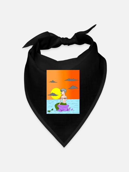 Meerjungfrauenlandschaft - Bandana Dreieckstuch - Schwarz
