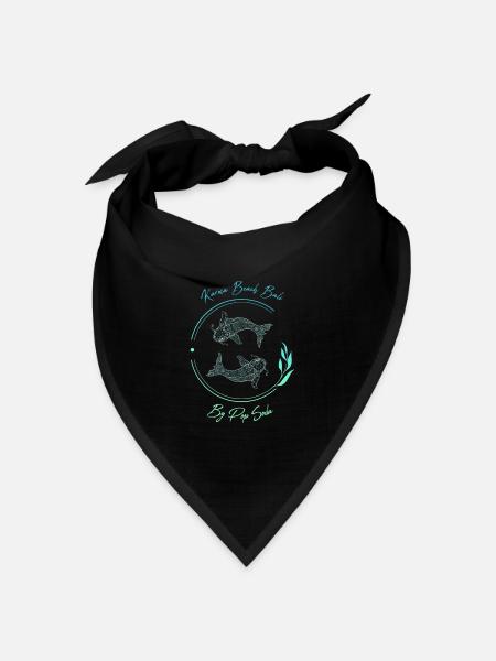 Karma Beach Fische blau - Bandana Dreieckstuch - Schwarz