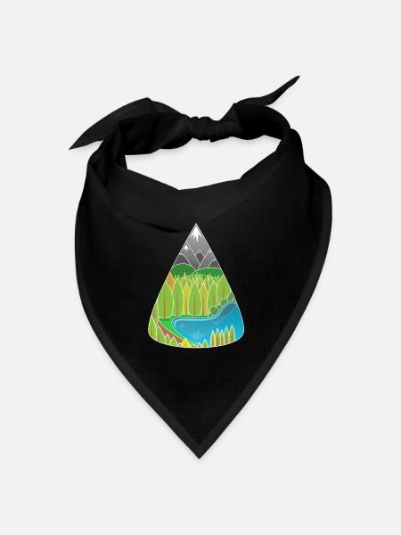 Alpen Bergsee Waldzauber - Bandana Dreieckstuch - Schwarz