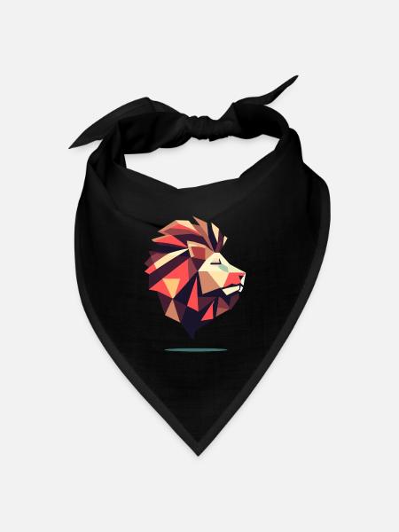 Eckgeometrischer Löwe - Bandana Dreieckstuch - Schwarz