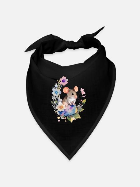 Kleines Mäuschen - Bandana Dreieckstuch - Schwarz