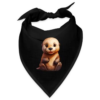 Cute Sea Otter Baby - Bandana Dreieckstuch - Schwarz - Vorne