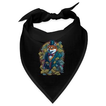 Dogecoin Shiba Inu Crypto Meme Coin - Bandana Dreieckstuch - Schwarz - Vorne