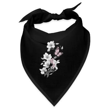 Schmetterling mit blume - Bandana Dreieckstuch - Schwarz - Vorne