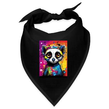 [MB] Verliebtes Erdmännchen: Farbenfrohe Zuneigung - Bandana Dreieckstuch - Schwarz - Vorne