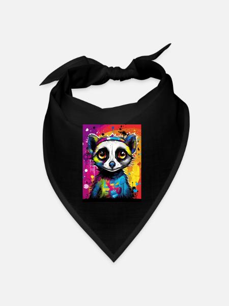 [MB] Verliebtes Erdmännchen: Farbenfrohe Zuneigung - Bandana Dreieckstuch - Schwarz