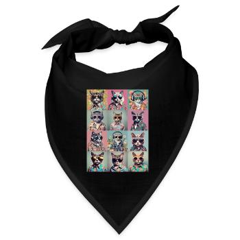 Coole Katzen - Bandana Dreieckstuch - Schwarz - Vorne