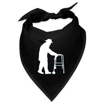 Rentner Opa Großvater Alt Opi Gehhilfe Hut Mantel - Bandana Dreieckstuch - Schwarz - Vorne