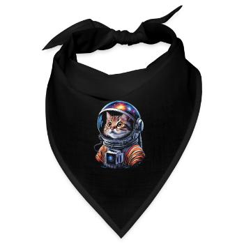 Galaktischer Katzenastronaut Erkundet Das All - Bandana Dreieckstuch - Schwarz - Vorne