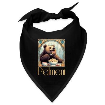 Pelmeni Bär russisch Geschenk - Bandana Dreieckstuch - Schwarz - Vorne