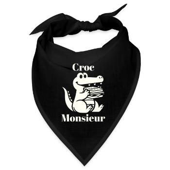 Croc Monsieur Croque Monsieur Fun Französisches Krokodil - Bandana Dreieckstuch - Schwarz - Vorne