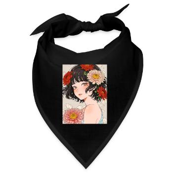 Kirei no Hana - Bandana Dreieckstuch - Schwarz - Vorne