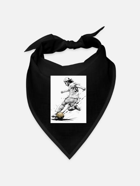 Dynamic Black And White Soccer Player Fussballer - Bandana Dreieckstuch - Schwarz