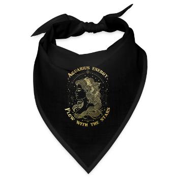 Sternzeichen Wassermann – Fließen Sie mit den Sternen - Bandana Dreieckstuch - Schwarz - Vorne