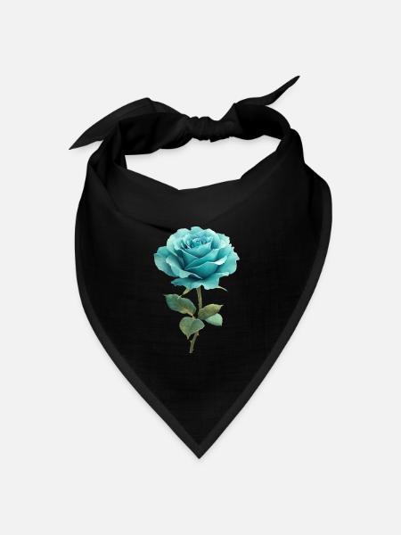 Türkis Blaue Rose - Bandana Dreieckstuch - Schwarz