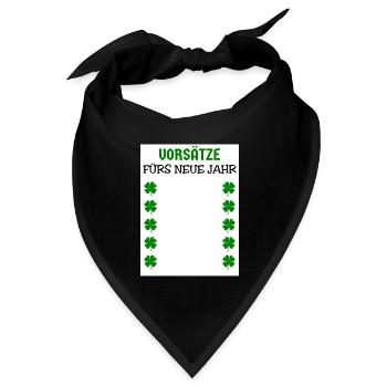 Neues Jahr Vorsätze Silvester Neujahr Kleeblätter - Bandana Dreieckstuch - Schwarz - Vorne