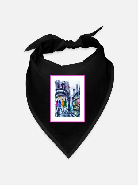 Urban style Aquarell, abstrakt - Bandana Dreieckstuch - Schwarz