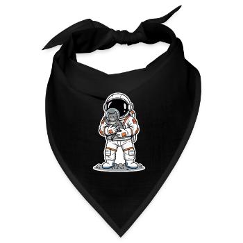 Grauer Katzen-Weltraumastronaut kuschelig niedlich - Bandana Dreieckstuch - Schwarz - Vorne