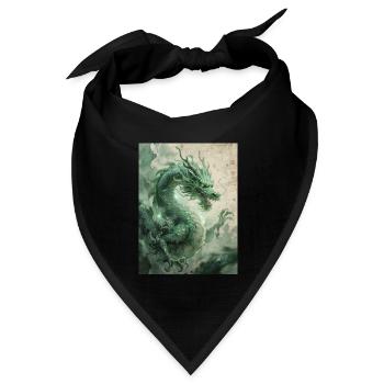 Der Herrscher des Ostens: Der Azurdrache (Qinglong) - Bandana Dreieckstuch - Schwarz - Vorne