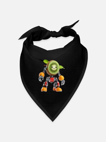 Kiwi-Fruchtroboter mit Chromgliedmaßen - Bandana Dreieckstuch - Schwarz