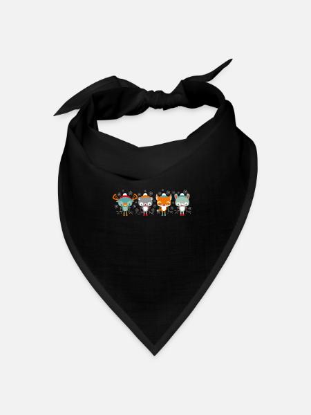 Süße Tiere fahren Ski – Geschenkidee - Bandana Dreieckstuch - Schwarz