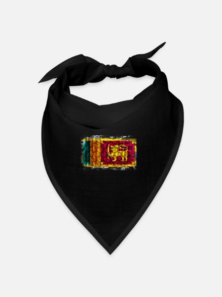 Sri Lanka Flagge mit Federn - Bandana Dreieckstuch - Schwarz