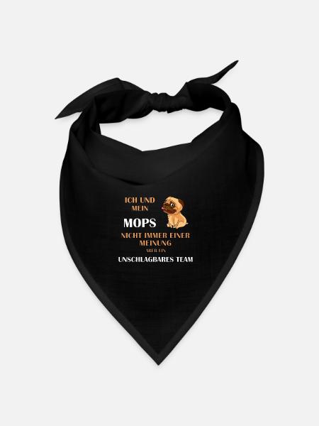 Mops - Bandana Dreieckstuch - Schwarz