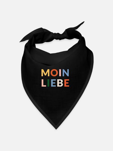Moin Liebe in bunten Lettern - Bandana Dreieckstuch - Schwarz