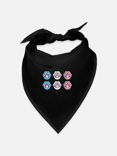 Süße Katze Pfote Trans Flagge Fahne LGBTQ Kawaii - Bandana Dreieckstuch - Schwarz