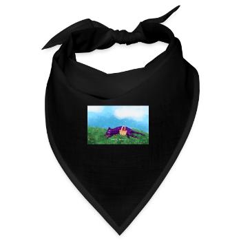 Erbeerfeld Katze - Bandana Dreieckstuch - Schwarz - Vorne
