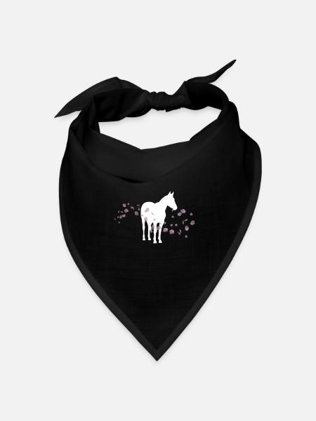 Kirschblütenpferd / Reiten - Bandana Dreieckstuch - Schwarz