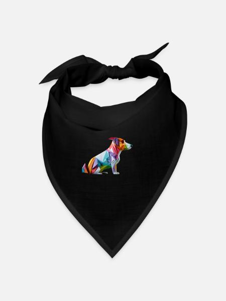 Moderne Farbenfrohe Origami Hund Corgi - Bandana Dreieckstuch - Schwarz