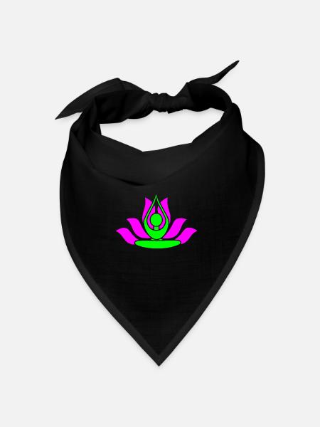 Namaste - Lotusblume - Bandana Dreieckstuch - Schwarz