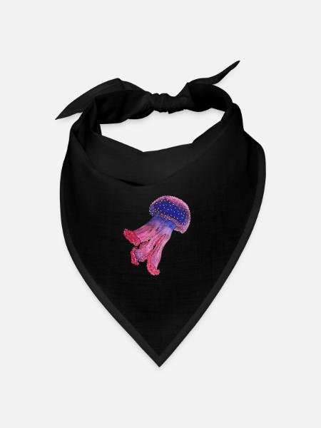 Qualle Viva Magenta unter Wasser MeerestierRiff - Bandana Dreieckstuch - Schwarz