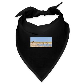 Landschaft am Fluss Cubango mit Giraffe - Bandana Dreieckstuch - Schwarz - Vorne